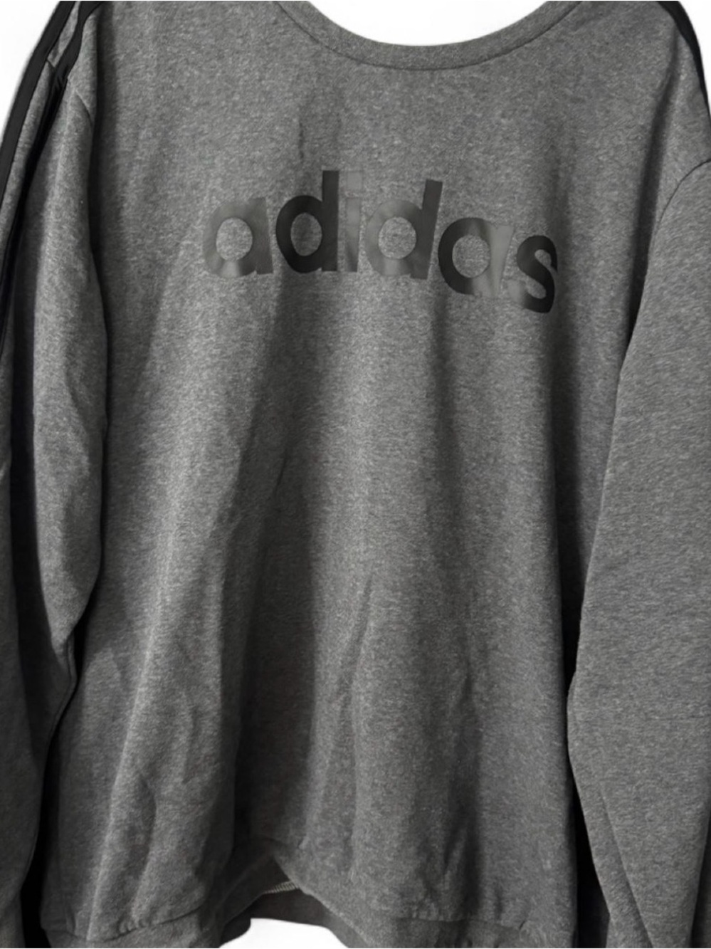 adidas Men’s Heather Grey Logo Crew Sweatshirt
